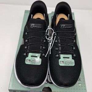 Sport By Skechers Step Ins Womens Shoes Black Vegan Syrka Memory Foam NEW Size 5